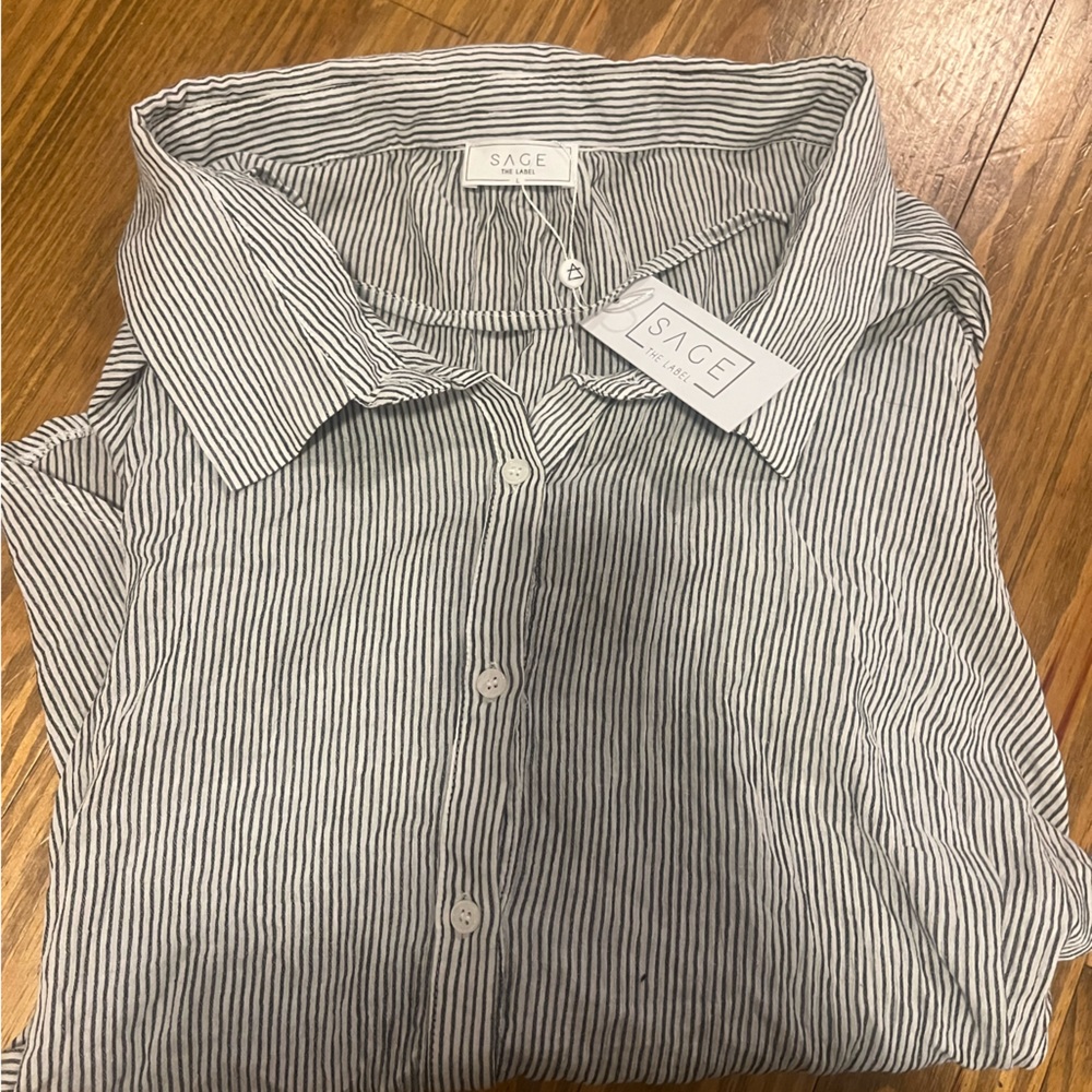 Sage the label striped light weight button down collared - NWT - size large